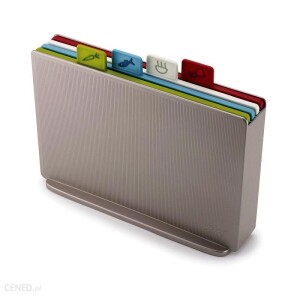 Joseph Joseph Zestaw 4 desek do krojenia ze stojakiem Index Regular w kolorze srebrnym