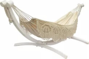 Hamak -  Koala zestaw ogrodowy Koala - stojak Grenada Hw-C Biały G-White-Hw-C-329 - hamak dwuosobowy w stylu boho