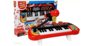 Keyboard dla dzieci -  Lean Toys 24 Klawisze Usb Mikrofon Czerwony