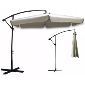 PLONOS PARASOL OGRODOWY DUŻY SKŁADANY 6 SEGMENTÓW Ø 350CM BEŻE I BRĄZY