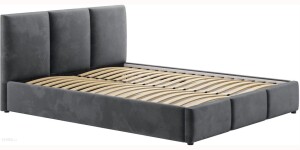 Big Meble Łóżko 160X200 Tapicerowane Cosenza Welur Ciemno Szare