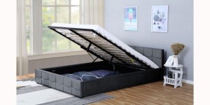 MebleMWM Łóżko Tapicerowane 160 × 200 1294G Welur Popiel