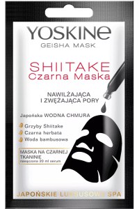 Yoskine Geisha Mask Maska na czarnej tkaninie Shitake 20 ml