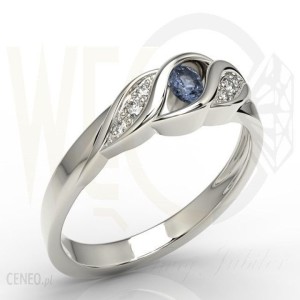Produkty z biżuterii złotej do 2000 zł - pierścionek w kształcie serca z białego złota z szafirem i cyrkoniami AP-77B-C