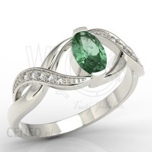 Produkty z biżuterii złotej do 2000 zł - Pierścionek z białego złota ze szmaragdem i brylantami AP-69B