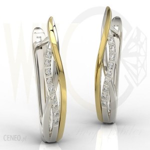 Produkty z biżuterii złotej do 2000 zł - Kolczyki z białego i żółtego złota model LPK-73BZ z diamentami 0,09 ct