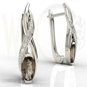 Produkty z biżuterii złotej do 2000 zł - Kolczyki z żółtego i białego złota z kwarcem dymnym i brylantami APK-69ZB