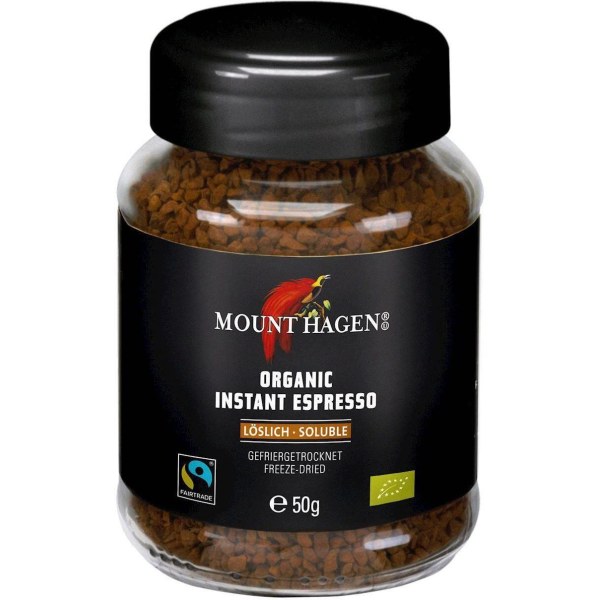 Mount Hagen Rozpuszczalna Liofilizowana Arabica Robusta Espresso Fair Trade Bio 50g