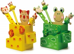 Artykuły szkolne - Small Foot Żabka i Kotek (pojemnik, linijka, długopis, ołówek) 