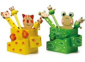 Artykuły szkolne - Small Foot Żabka i Kotek (pojemnik, linijka, długopis, ołówek) 