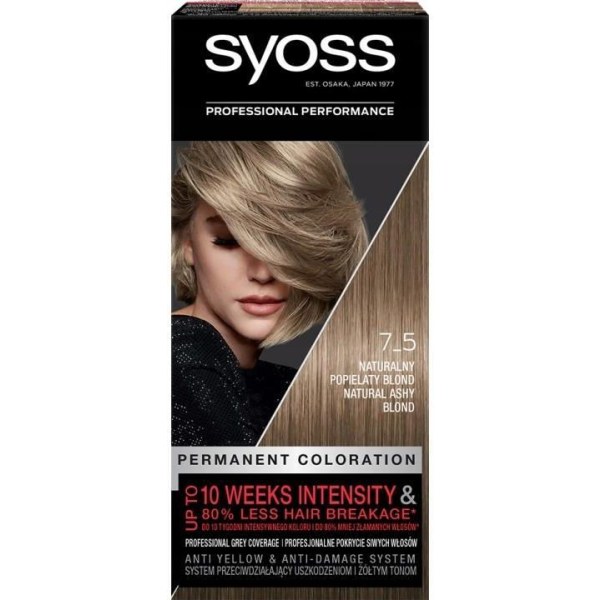 Syoss Permanent Coloration 7-5 Naturalny Popielaty Blond