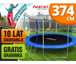 Trampolina Ogrodowa Neo-Sport Z Siatką Wewnętrzną I Drabinką 374 Cm