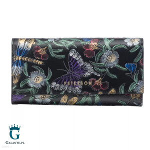 Portfel damski z tłoczonej skóry Peterson Flower