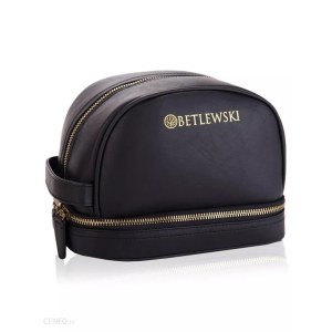 Kosmetyczka skórzana unisex Betlewski, czarna 20 x 11 x 11 cm