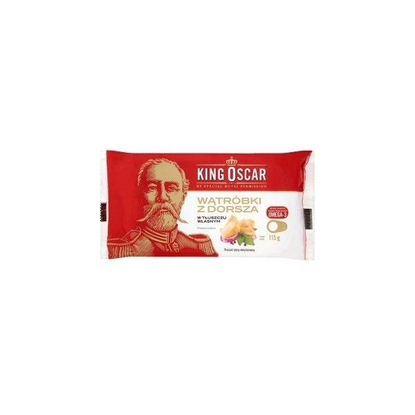 King Oscar Wątróbki z dorsza w tłuszczu własnym 115 g