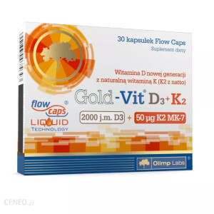 Witamina D3 dla dorosłych bez recepty - Olimp Gold Vit D3 + K2, 30 kapsułek