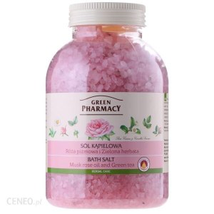 Sól do kąpieli Green Pharmacy- róża piżmowa i zielona herbata, 1300g 