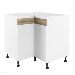 Szafka kuchenna Palermo- dolna, narożna, biały mat + drewno