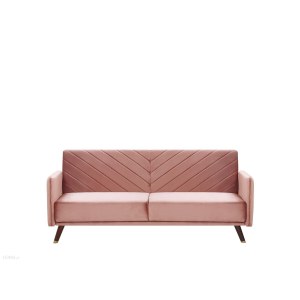 Sofa rozkładana welurowa, różowa- SENJA