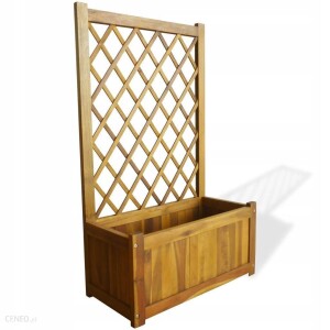 Dekoracja ogrodowa VidaXL- skrzynia na rośliny z treliażem- lite drewno akacjowe