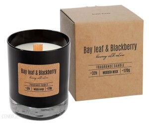 Świeczka zapachowa w szkle z drewnianym knotem Bispol - liść laurowy i jeżyna