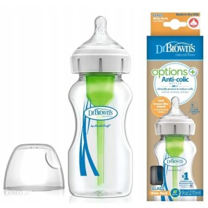 Butelka do karmienia Dr Brown'S Options+ Antykolkowa Szklana Szeroka Szyjka 270Ml
