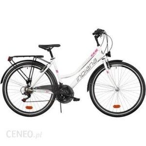 Rower miejski damski Indiana Trekker D28 biało-fioletowy 2019