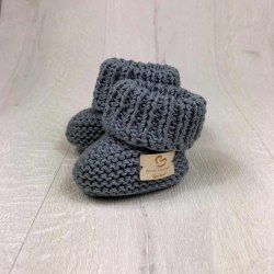 Pierwsze buty dla dziecka By Royal Baby Handmade Wełniane Eko buciki papcie niemowlęce Dark Grey